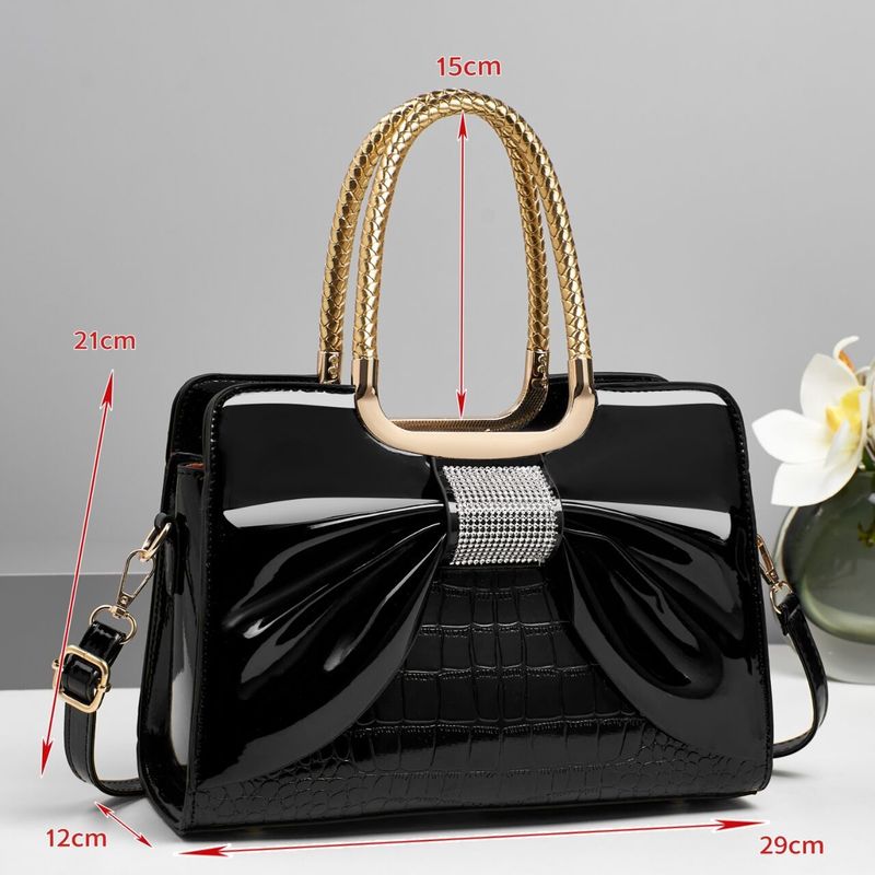 Elegant Women's Shoulder Bag - Soft PU Tote With Zipper Closure, Spacious Interior & Stylish Bow Detail, (Multiple Colors Available)_voghion.com