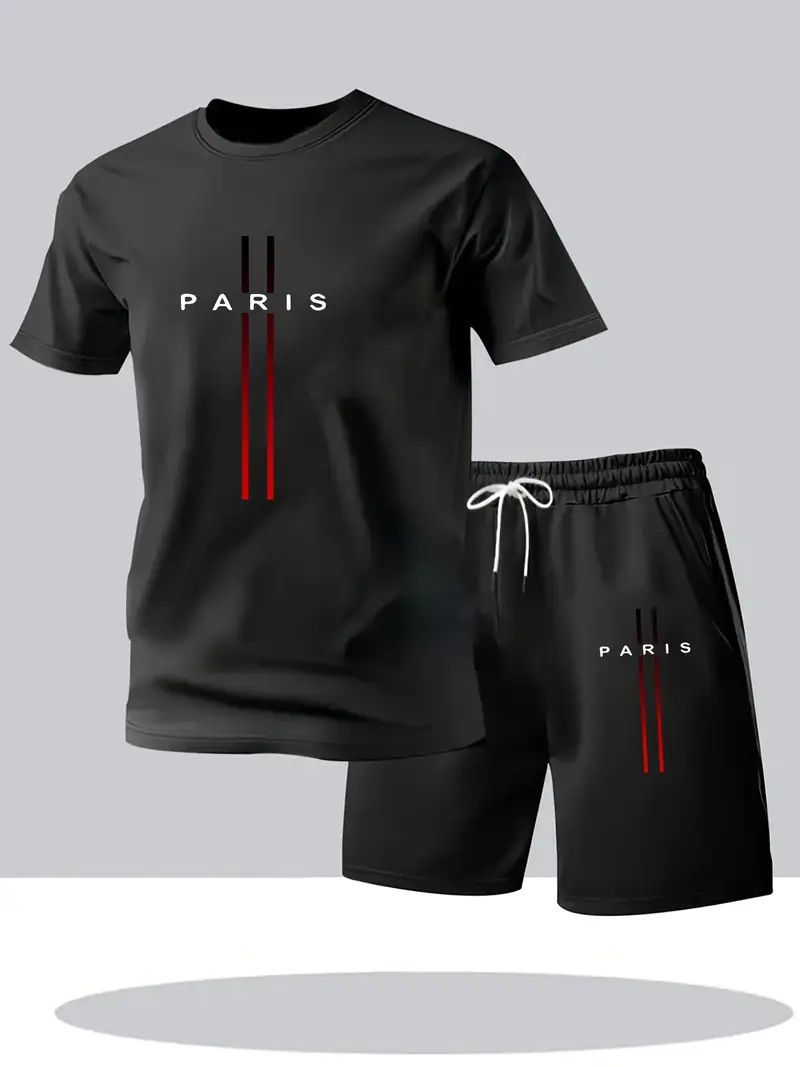 Ensemble de vêtements de sport pour homme - T-shirt à manches courtes à séchage rapide et tenue de sport décontractée et ample pour la course à pied et la salle de sport_voghion.com