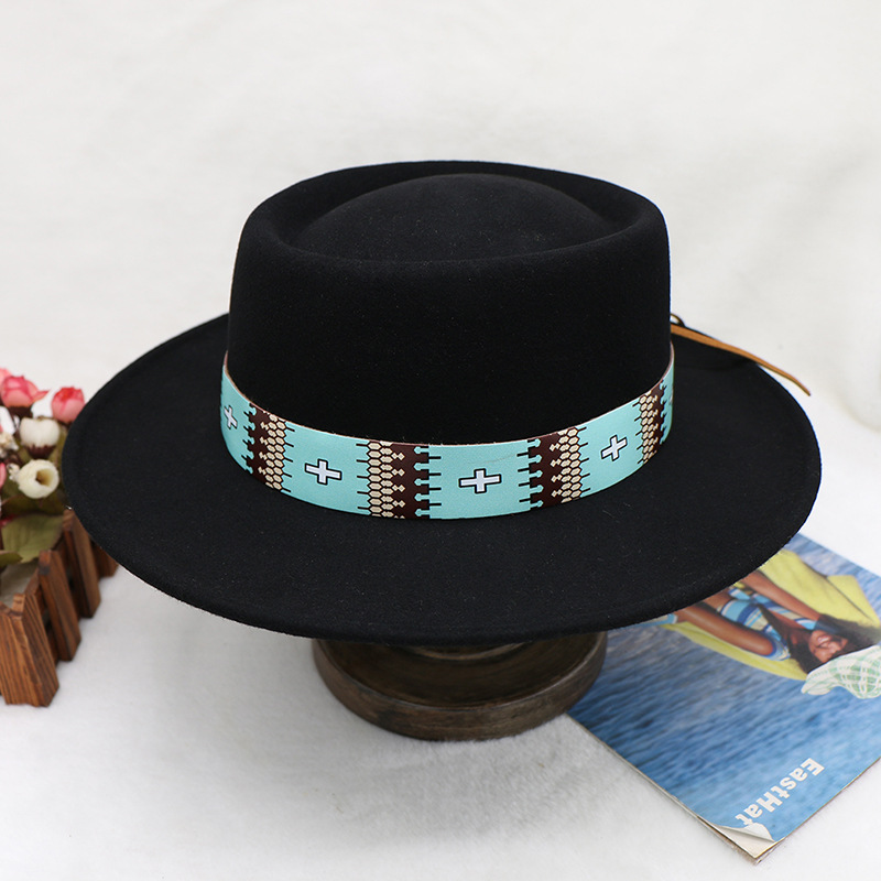 cappello da cowboy da festa da donna con top in lana e nylon ad anello, cappello a cilindro riccio in stile europeo e americano_voghion.com