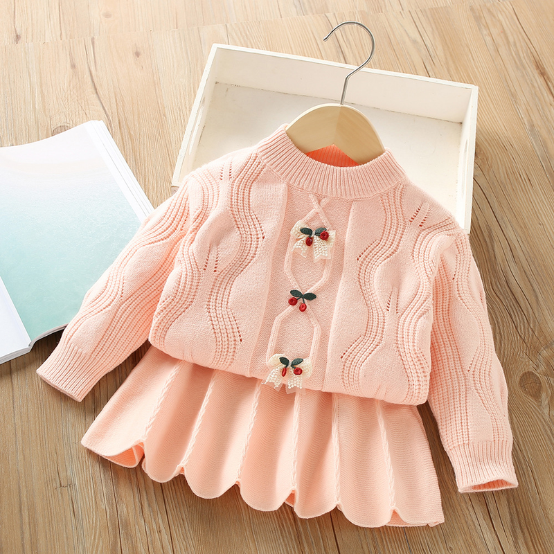 Pull en laine pour fille, ensemble pull en laine cerise, à la mode, nouvelle édition coréenne, automne/hiver 2023_voghion.com