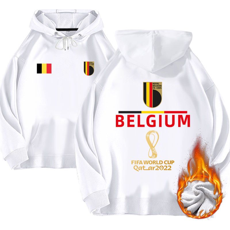 2022 World Cup Belgium National Flag Football Hoodie With Plush Autumn And Winter Loose Fit_voghion.com