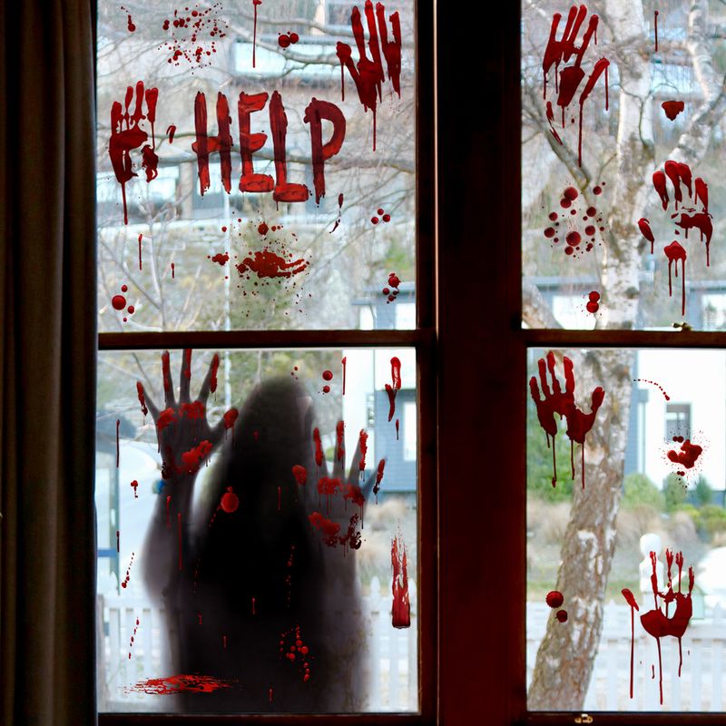 Aufkleber Halloween Blut Handabdruck Fußabdrücke Dekorative Wandaufkleber Fensteraufkleber Wohnzimmer Schlafzimmer Hintergrund Home Dekoration Aufkleber_voghion.com