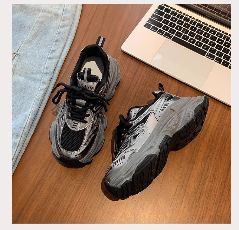 Dames fluwelen dikke sneakers, zwarte platform casual schoenen, dikke zool, hoogteverhogende sneakers voor wandelen en sporten_voghion.com