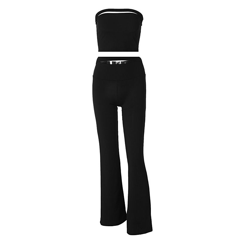 Dameskleding 2024 zomer nieuw product mode straatveiling blote navel strapless top slim fit broek set dames_voghion.com