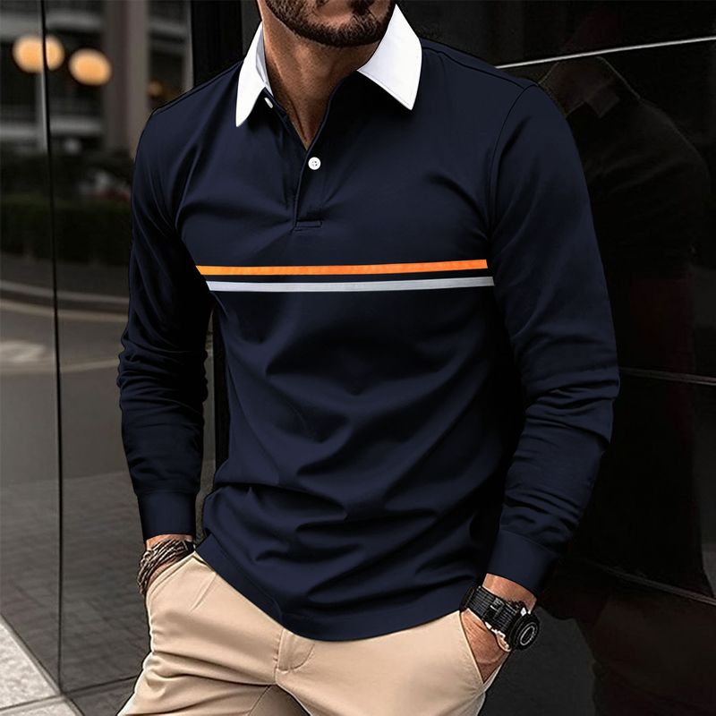001 European American INS Cross-Border 2023 Spring And Autumn Button Long Sleeve Men's Sports Polo Shirt_voghion.com