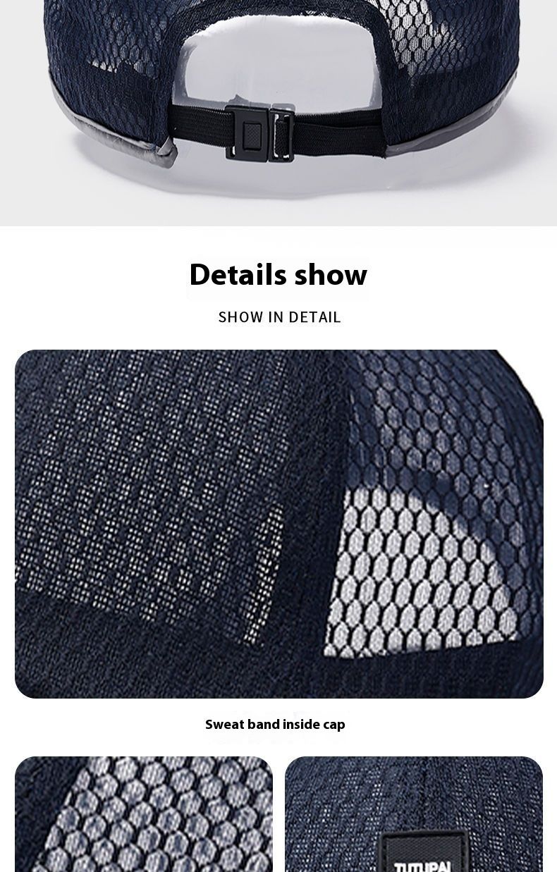 Men's New Summer Outdoor Extended Brim Sunshade Mesh Unisex Baseball Cap Breathable Duckbill Hat_voghion.com