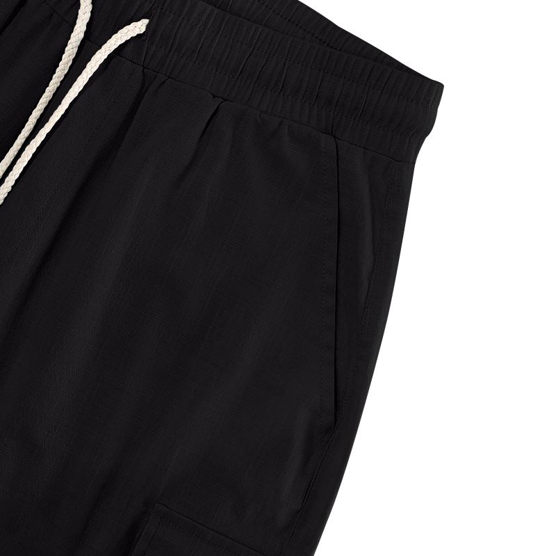 Pantalones cortos casuales de playa de lino con nudo de bambú para hombre de American Amikaji Outdoor Tactical Workwear de verano_voghion.com