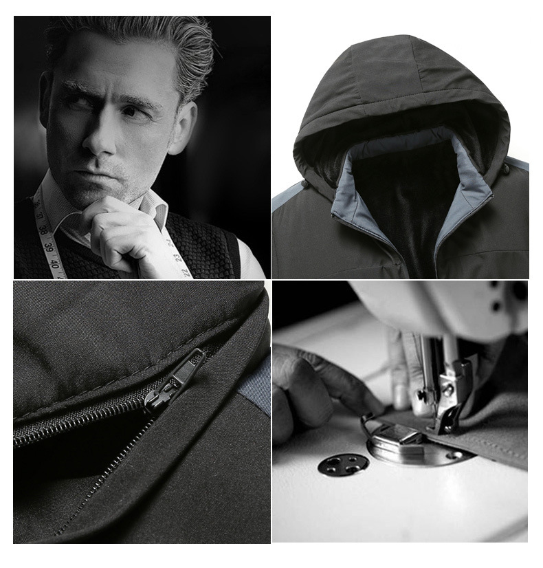 Herrenmantel Herbst und Winter plus Fleece große Größen Baumwollgefütterte Jacke Herren Farbkontrastjacke Winddichter Anzug_voghion.com