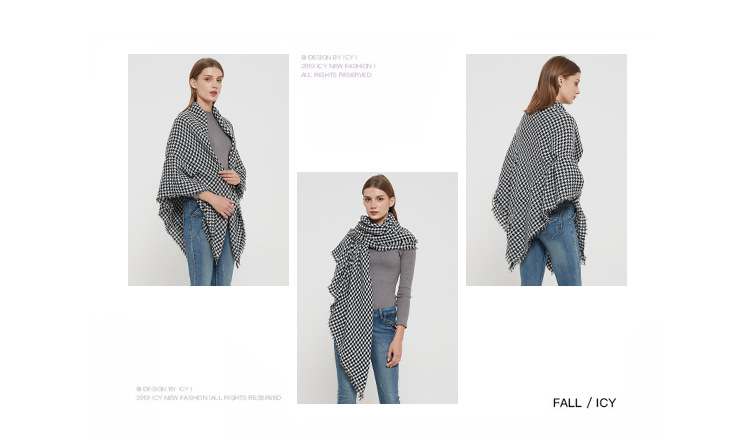 Xales unissex primavera e inverno feminino preto e branco mil pássaros cachecol quadrado cachecol_voghion.com