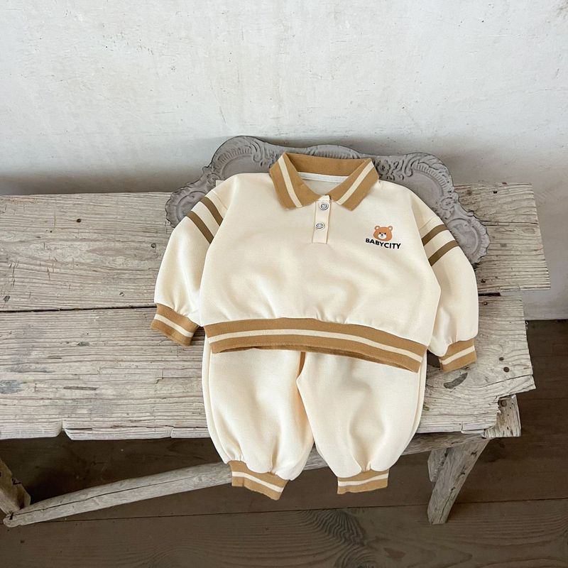 Autumn New Style Boys And Girls Baby Cotton Lapel Top Loose Trousers Suit Infant And Toddler Casual Suit_voghion.com