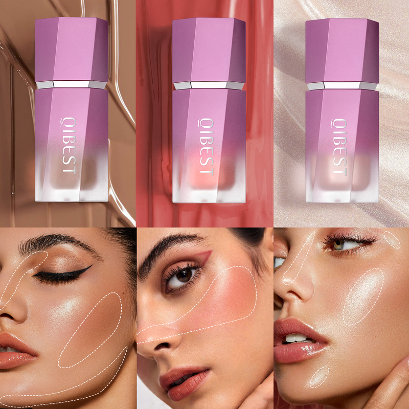 Flüssiger Rouge, Diamant-Highlighter, natürliche Wangen-Augenfarbe, Puder, Rouge, Make-up, Mehrzweck-Stift, Kontur po_voghion.com