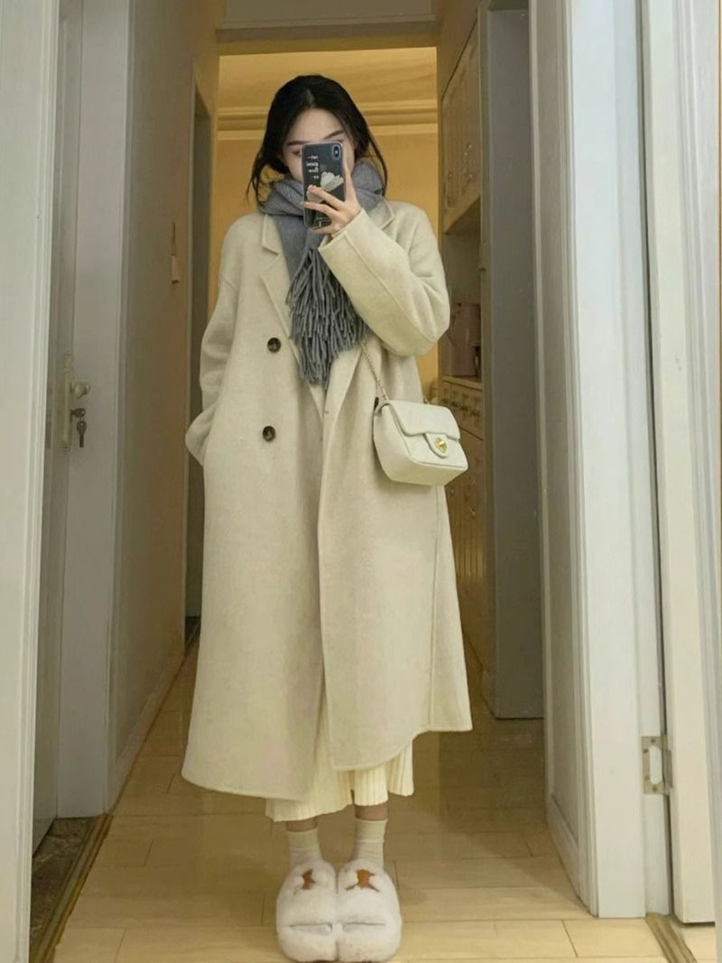 Cappotto in lana di cashmere spesso per donna autunno e inverno 2024, nuovo stile, cappotto in lana coreano di media lunghezza_voghion.com