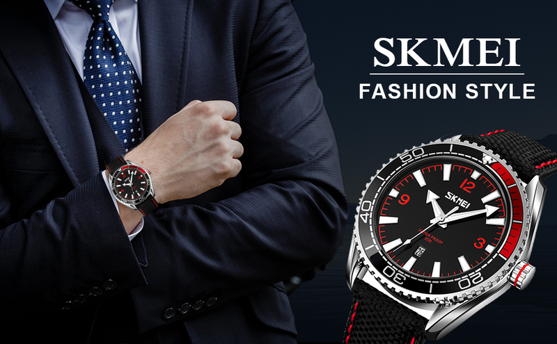 SKMEI Men's Wrist Watch, Quartz Watch with Leather Strap, Fashion Minimalist Waterproof Watch Analog Date Business Watches for Men_voghion.com