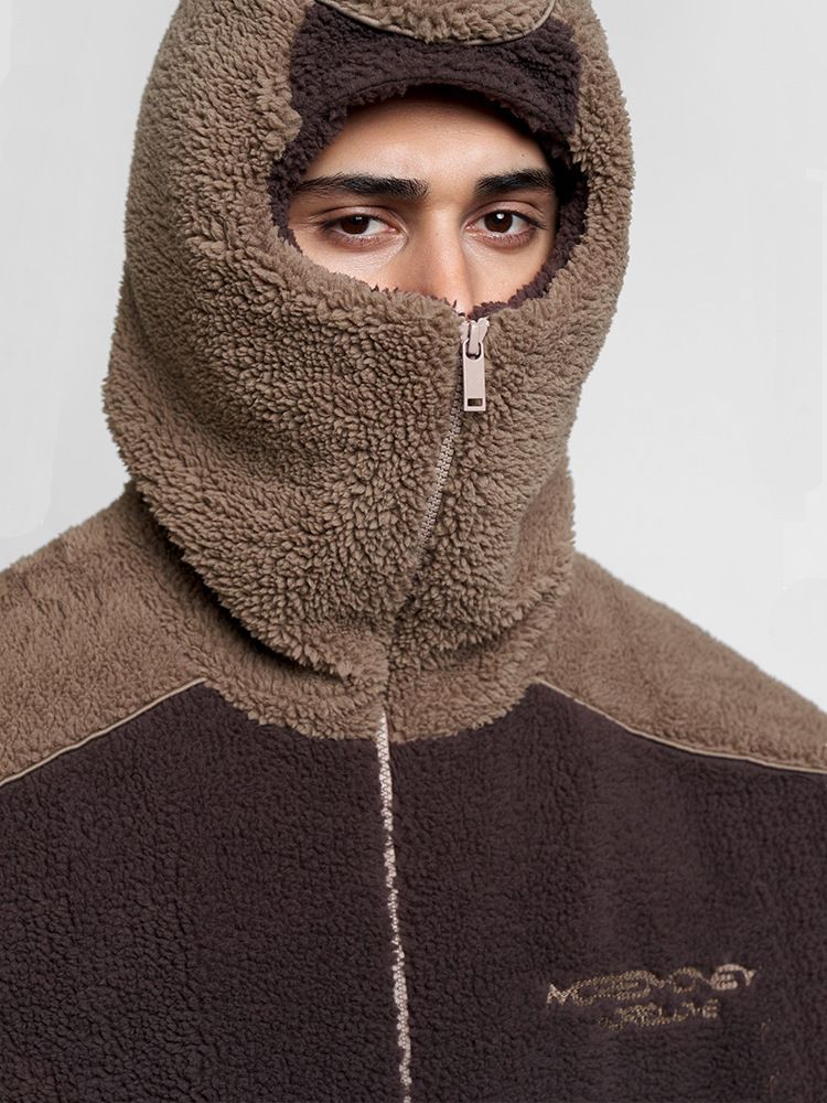 Abbigliamento da uomo in pelle di agnello, divertente, alla moda, unisex, con cappuccio, cerniera, colore a contrasto, giacca cardigan_voghion.com