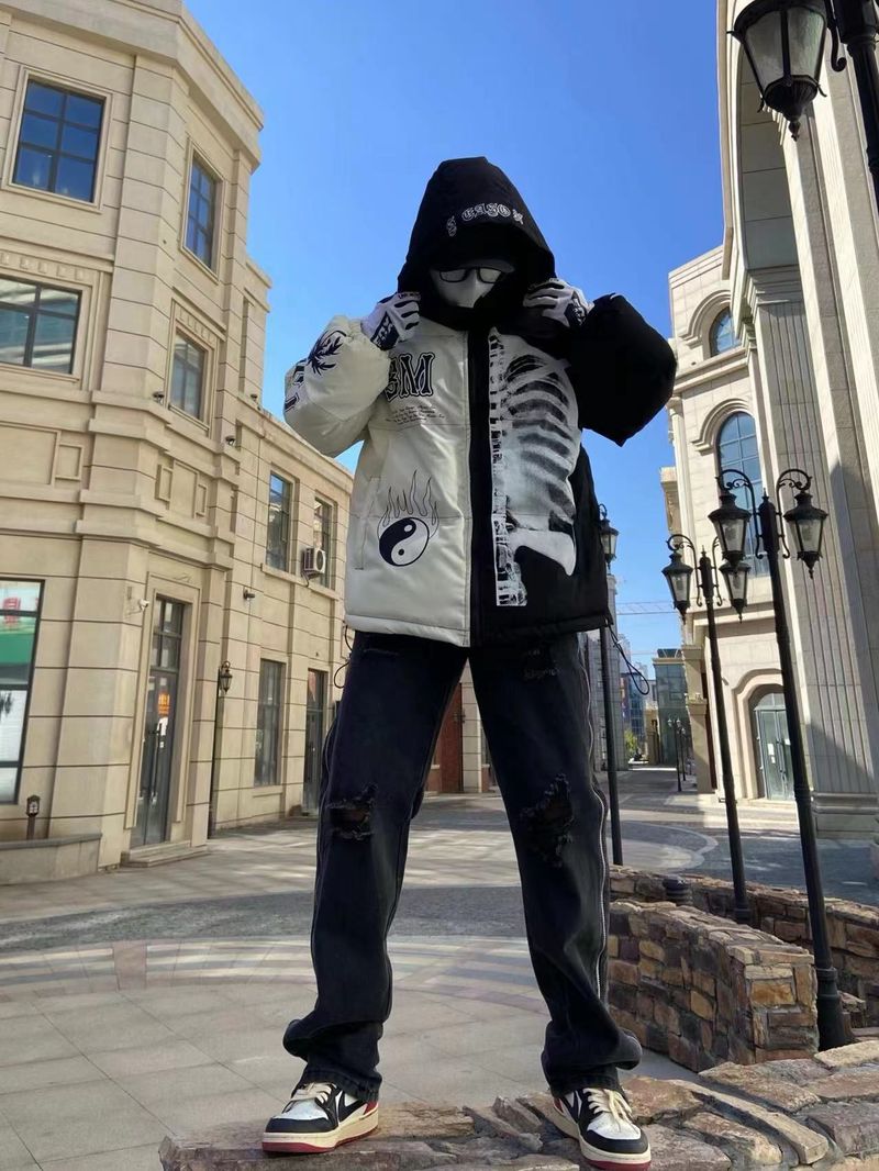 Men's Clothing original trendy brand street national trend Tai Chi cotton jacket thickened cotton coat hooded retro jacket cotton coat_voghion.com
