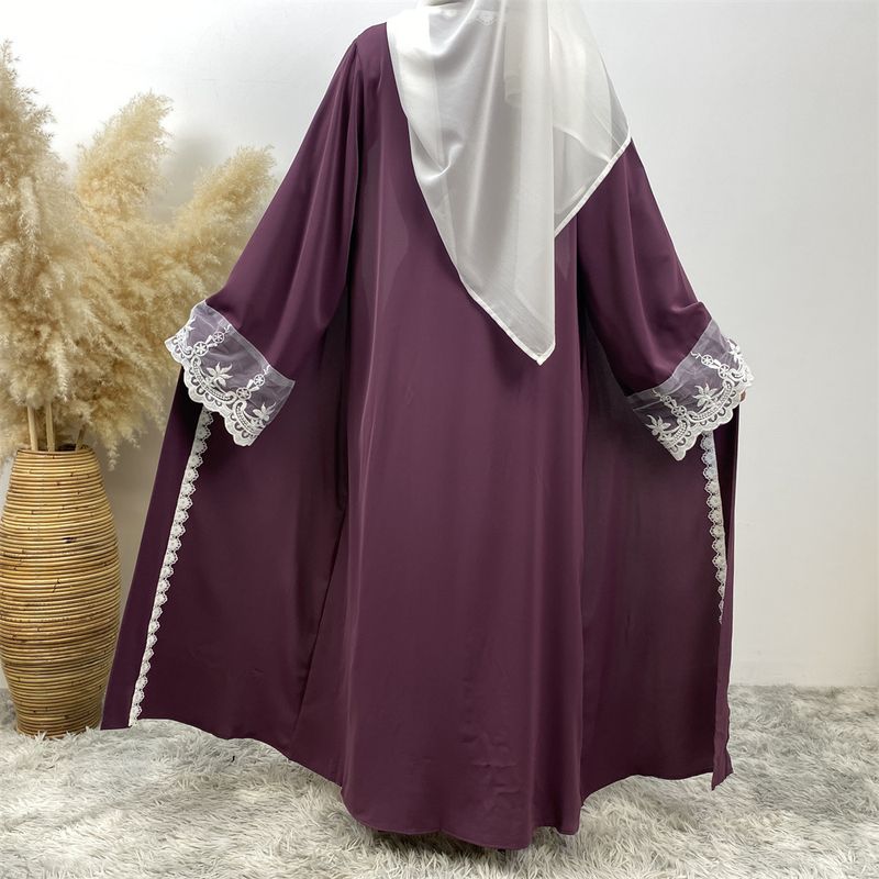 Nueva Abaya musulmana de encaje de Dubái, vestido islámico Nida, moda con bolsillo, túnica larga informal para mujer, ropa turca Eid, caftán marroquí_voghion.com