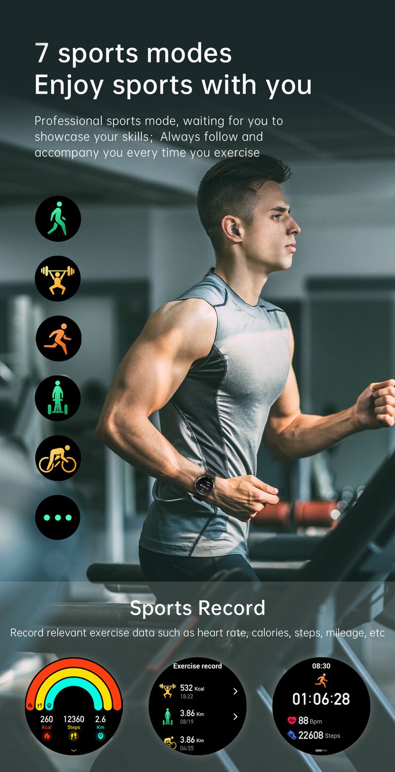 X10 Smartwatch With Bluetooth Earbuds 2-in-1 TWS Wireless Dual Ear Calling Music Fitness Tracker For Android, Heart Rate Monitor, Step Counter,_voghion.com