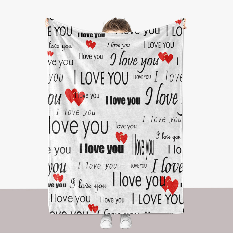 Creative English Graffiti Series Flannel 3D Printed Sofa Thickened Cover Blanket_voghion.com