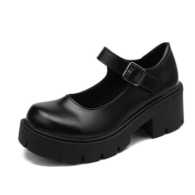 Oversized New Mary Jane Thick Sole JK Uniform Single Shoe High Heels Women's English Style Small Leather Shoes_voghion.com