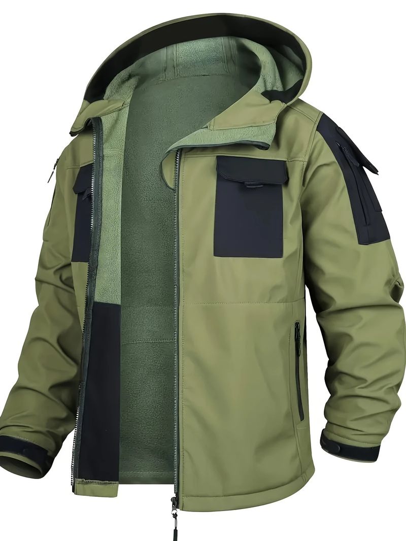 Men's Tactical Softshell Jacket With Fleece Lining - Waterproof, Windproof & Stylish Outdoor Coat For Hiking, Camping & Urban Commute_voghion.com
