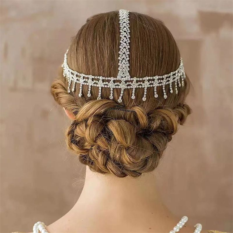 Modische zubehör voller tröpfchen quaste haar Gothic wasser diamant stirn Haar kette_voghion.com