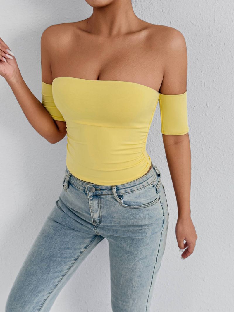 Women's Clothing Hot Selling Strapless Tube Top With A One Shoulder Neckline Wrap Top Summer Sexy Bottoming Top_voghion.com