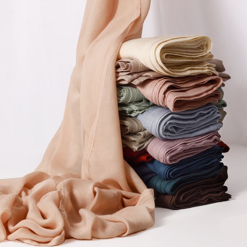 Pañuelo transpirable de modal y algodón, de ala ancha y color liso (estilo malayo/indonesio ligero para mujer)_voghion.com