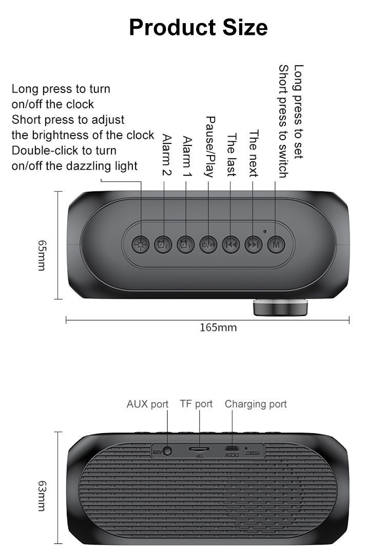 Alarm Clock Radio FM Bluetooth Speaker Portable Subwoofer Caixa De Som Sound Box Music Wireless Mini Woofers Bocina Lamp Column_voghion.com