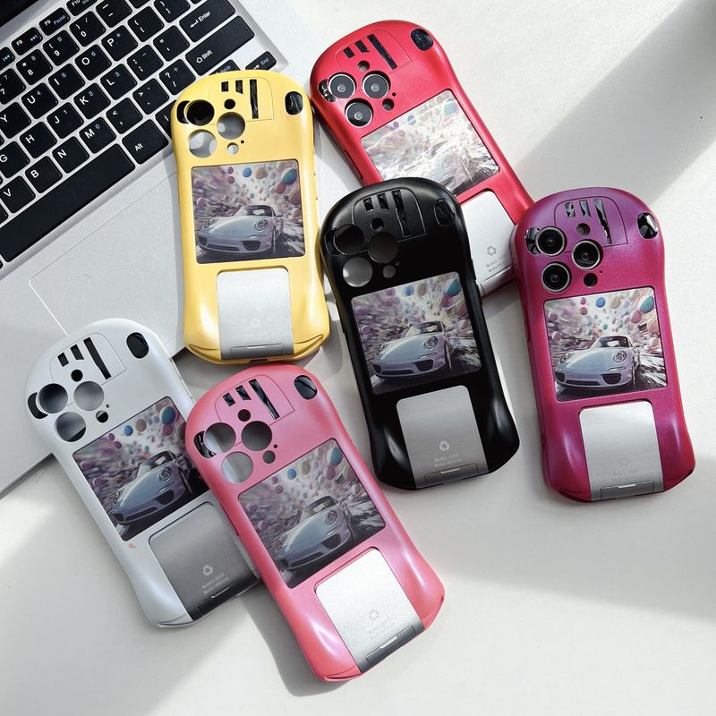 White Concealed Bracket Supercar Suitable For 15 Phone Case 15 Creative 14 Pro Max Anti-fall 14 Pro Fashion 13 Pro Small Car Shaped 12 Pro_voghion.com