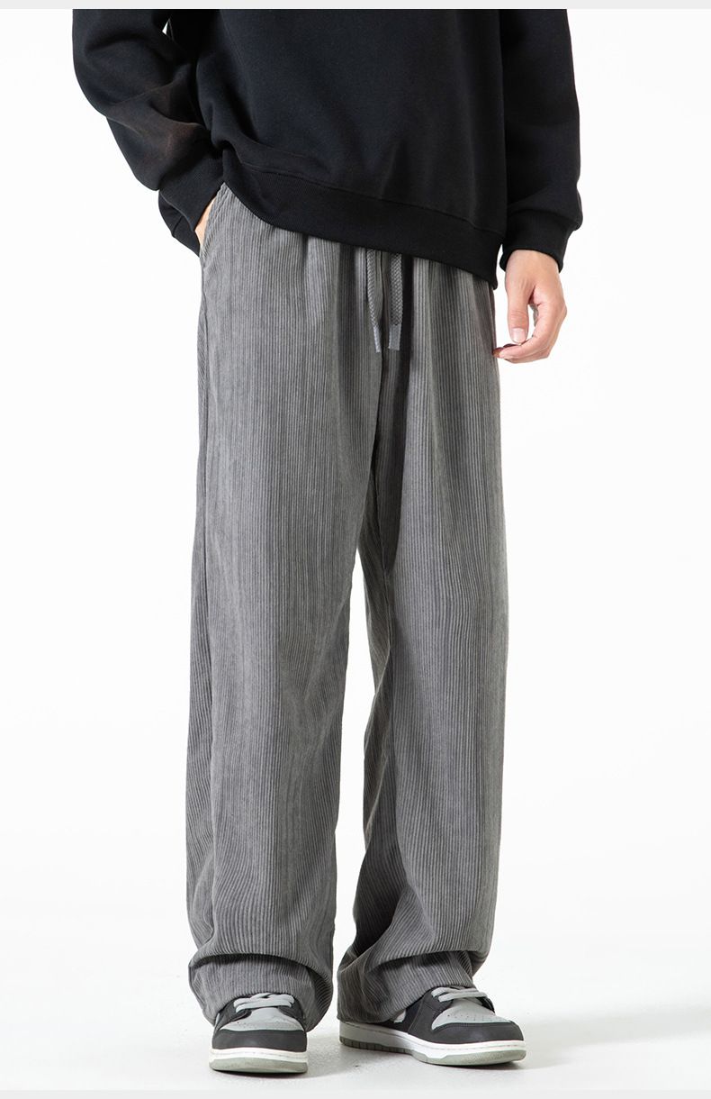 Pantaloni a gamba dritta larghi e versatili da uomo in velluto a coste americano autunno inverno 2024, stile nuovo, casual e ampio_voghion.com