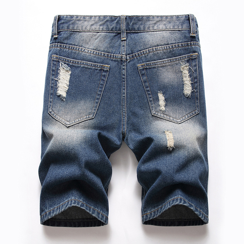 Men's Clothing Distressed Denim Shorts - Vintage Ripped Casual Cargo Shorts For Men, Mid Waist Straight Fit, Cotton Stretch (13 Colors, Sizes 28-42)_voghion.com