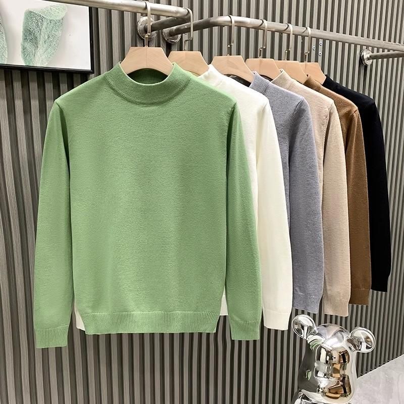 Maglione a collo alto da uomo, autunno e inverno, leggero, di lusso, lavorato a maglia, camicia di fascia alta_voghion.com