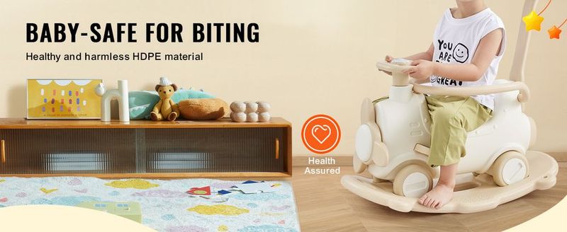 VEVOR 5 In 1 Rocking Horse For Toddlers 1-3 Years Ride On Toy With Trampoline_voghion.com