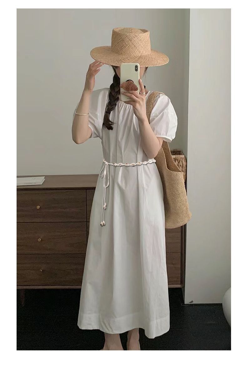 Weißer Taillenkordel-Spaghettigürtel im Bohemian-Ethno-Stil, mit Muscheln verzierte Kleider für Damen, Sommeraccessoires_voghion.com