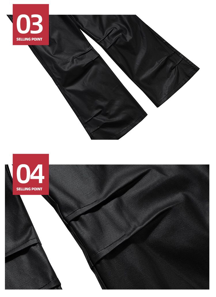 Man's clothing Bright side micro cut casual pants men's and women's black crease fold high street multi-size fashion pants_voghion.com