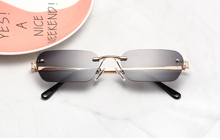 Occhiali da sole quadrati senza montatura: design alla moda con bordi smussati per uomini e donne, occhiali hip hop in stile marinaro coreano_voghion.com