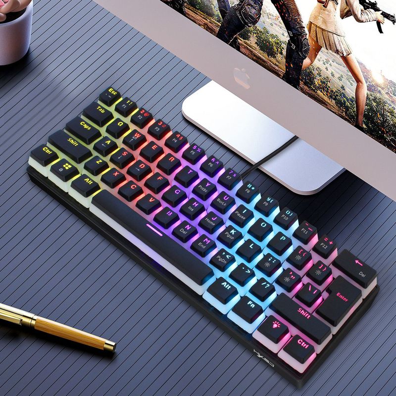New L700 61Key Pudding Mechanical Keyboard Blue Axis 12 Lighting Modes Wired Games Spot Wholesale_voghion.com