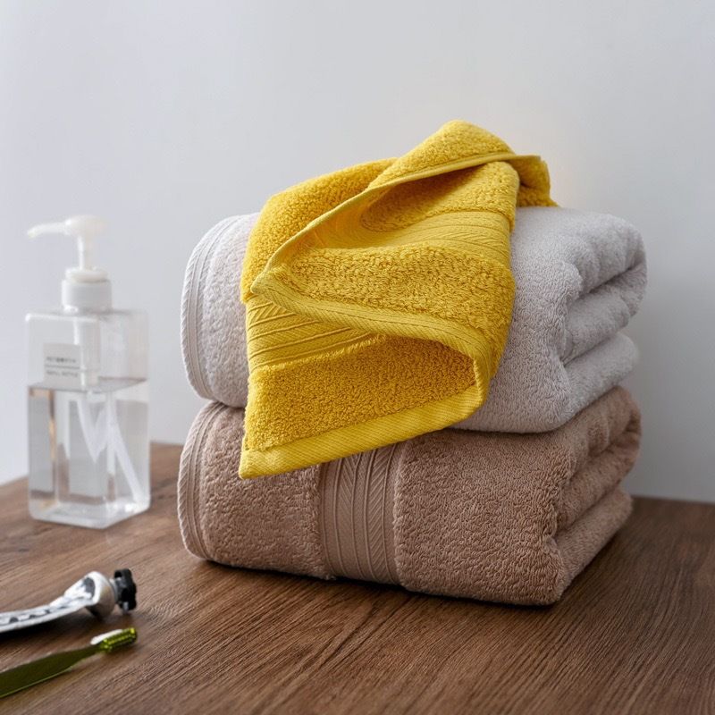 Towel And Bath Towel Combination Fish Scale Terry Solid Color Thickened Towel Gift Box Embroidered LOGO Absorbent Cotton Face Towel_voghion.com
