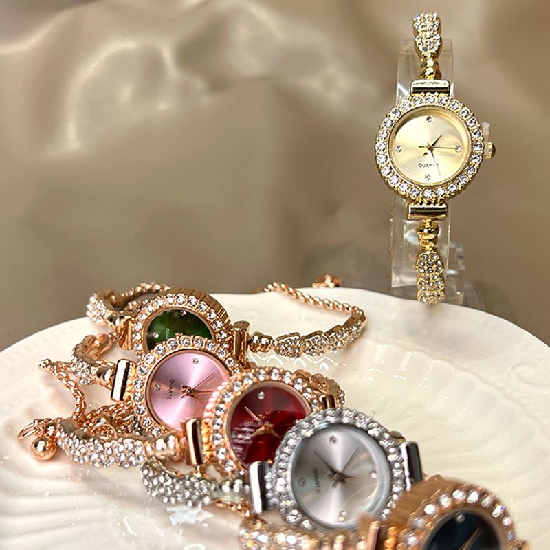 Armbanduhr-Set für Damen, Quarzuhr, modisch, Legierung, Diamant, Serpentin, Arbeit, Alltag, Geburtstag, Jahrestag, Valentinstag, Geschenk_voghion.com