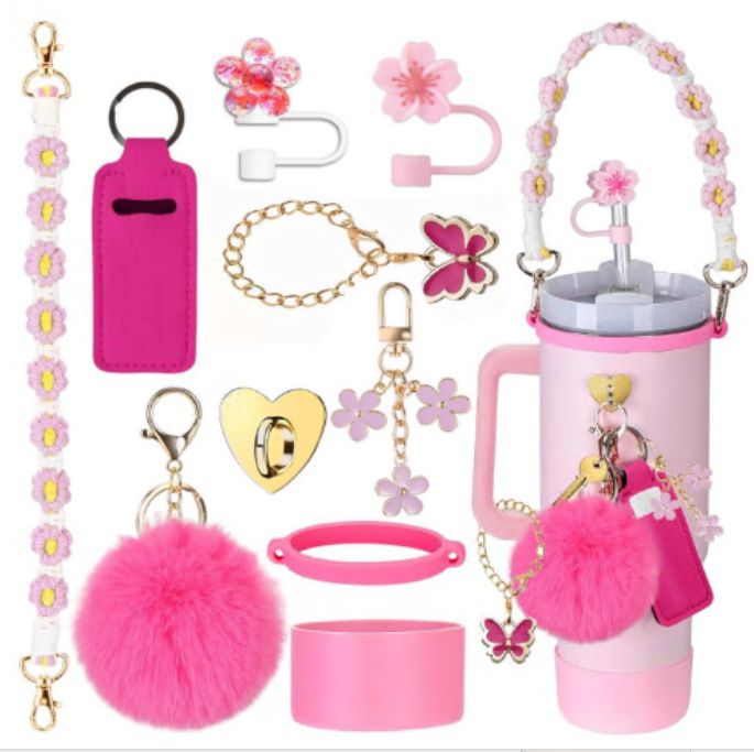 Haarball-Anhänger, Schmetterlingsanhänger, Strohhut, gewebt, Gänseblümchen-Blumen-Tassenkette, Tassenset, Tassendekoration_voghion.com