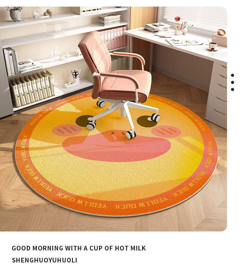 Weiche, runde Stuhlmatte für Büro und Zuhause – rutschfester Schreibtischstuhl-Bodenschutz mit niedlichen Tiermotiven (80–200 cm, mehrere Farben und Muster)_voghion.com