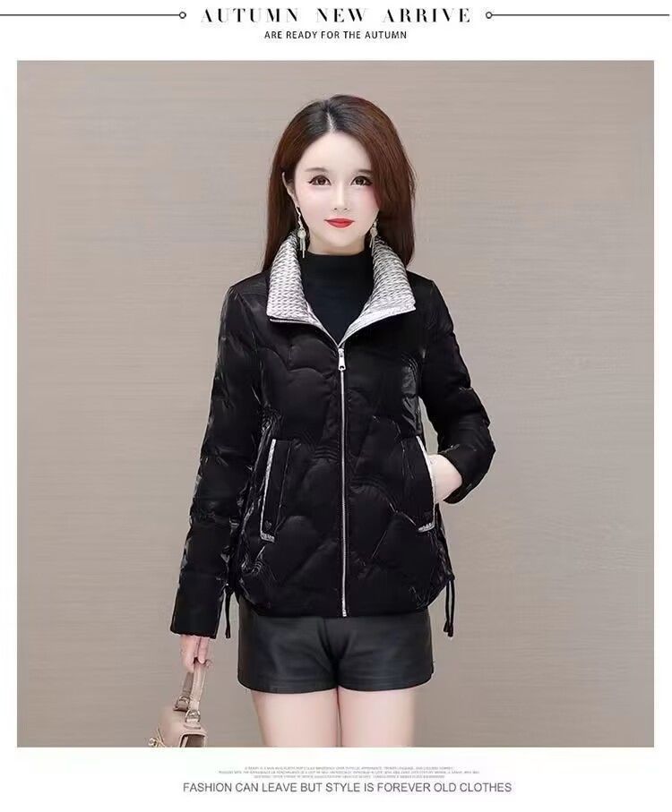 Damenbekleidung Hochwertige perlmuttfarbene, waschfreie Wintermäntel aus Baumwolle für Damen, modische, kurze, dicke, vielseitige Winterjacke_voghion.com