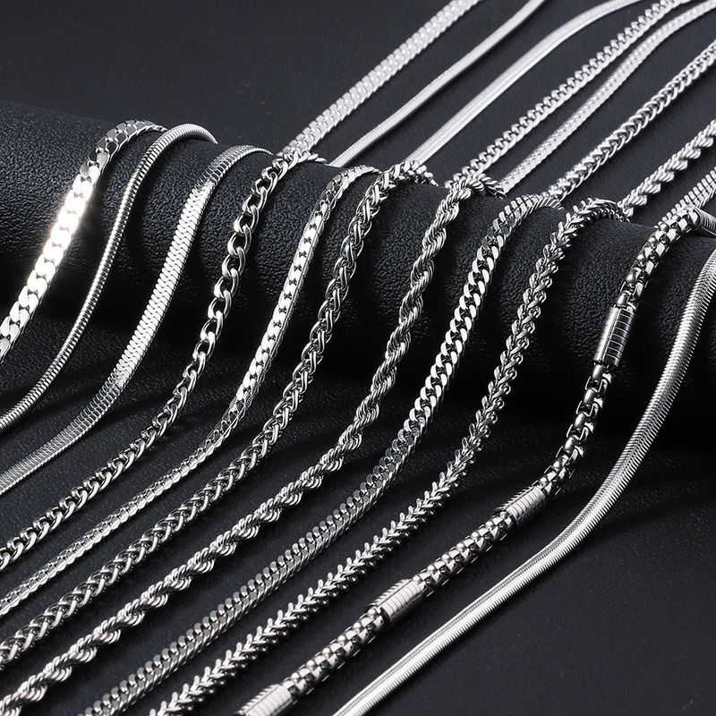 Collana da uomo in acciaio inossidabile con catena a maglie cubane in titanio e acciaio con lama piatta, stile hip hop alla moda_voghion.com