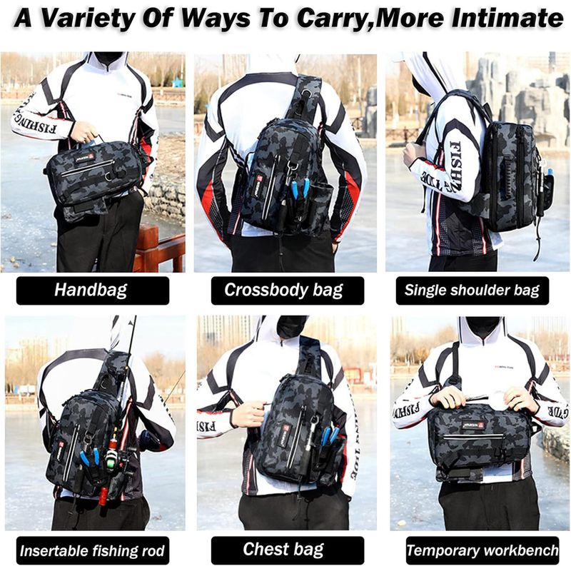 Nouveau sac de pêche multifonctionnel pour leurres, rangement de cannes à pêche, sac à bandoulière simple pour l'extérieur_voghion.com