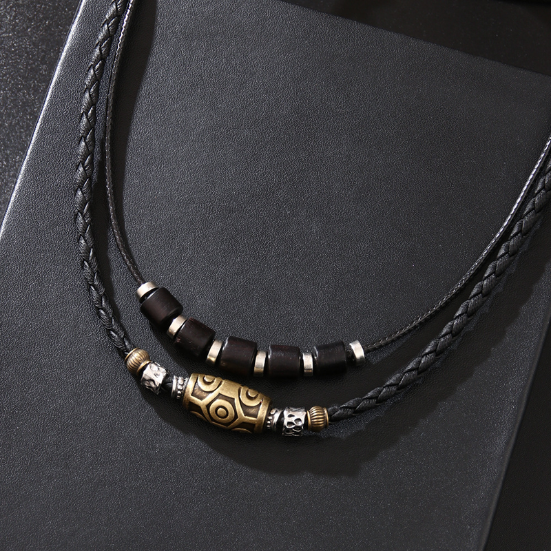 Collana blu tibetana Tianzhu personalizzata, in corda di cera intrecciata, ciondolo antico, catena per collare, moda punk, gioielli da uomo_voghion.com