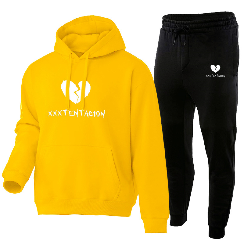 Xxxtentacion bedrucktes Hoodie-Set aus Herrenpullover, Hose und weicher Sportbekleidung_voghion.com