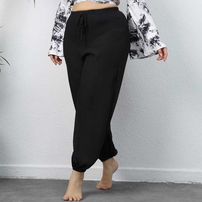 plus size Γυναικείο παντελόνι παραλίας casual φαρδύ φανάρι_voghion.com