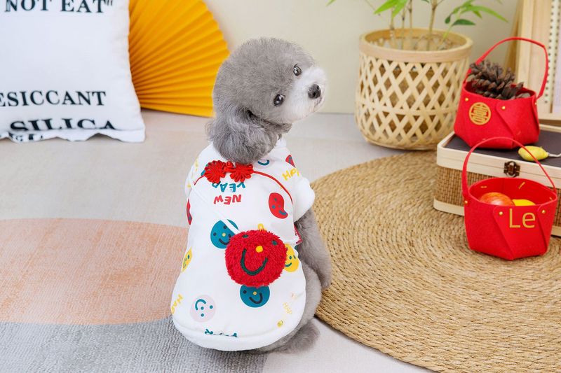 I produttori forniscono vestiti per cani con faccina sorridente per capodanno, vestiti per cuccioli, Teddy Corgi, vestiti in pile polare per animali domestici_voghion.com