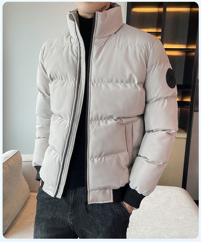 Stehkragen-Baumwolljacke für Herren mit Tigerkopf-Motiv, warme Baumwolljacke für den täglichen Gebrauch im Freien im Herbst und Winter, einfarbig, winddicht_voghion.com