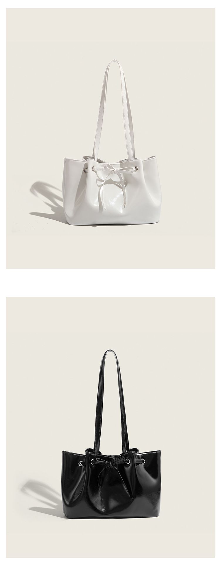 Korean niche dumpling dumplings, women's summer bow drawstring bucket bag, fashionable and versatile hand-held single_voghion.com